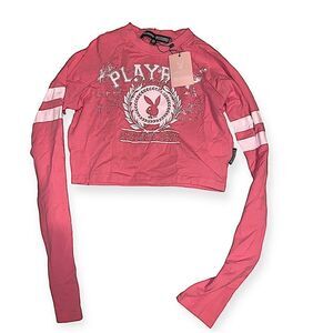 Playboy x missguided varsity long sleeve crop